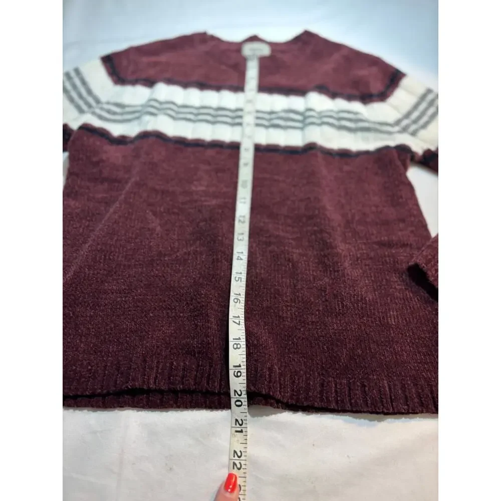 Glory Rd. 64 Maroon Striped Acrylic Sweater Boys Sz Large